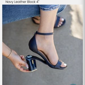 Convertible Pashion Brand Block heels. Easily switch to flats. Navy, Size 8, 4in